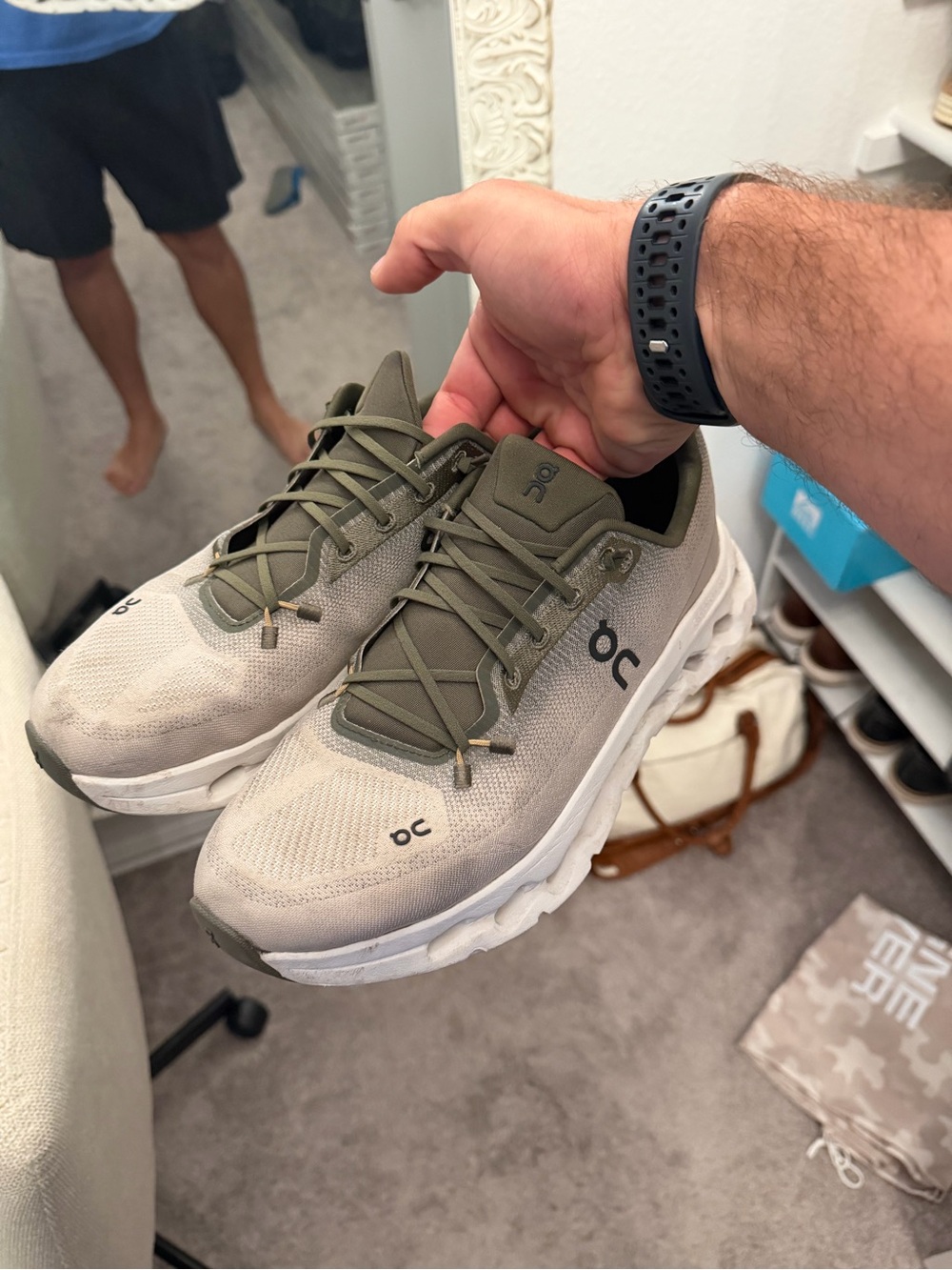 On Running Cloud Men’s Sneakers in Beige and Olive